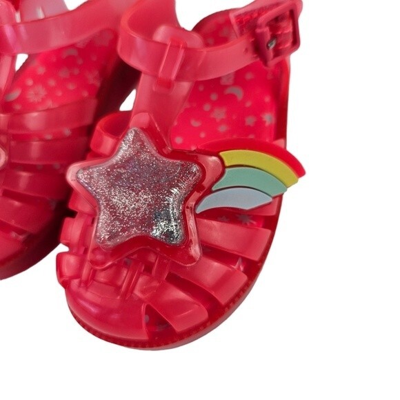 NEW Mini Melissa Pink, Silver Sparkly Star & Rainbow Sandal, Size 9, New in Box - Picture 8 of 14